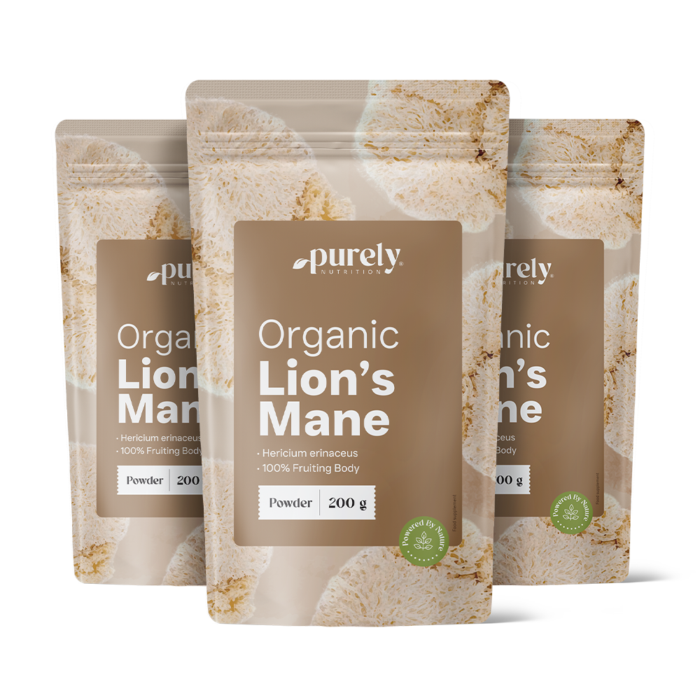 3x BIO Melena de león - polvo de setas, en total 600 g